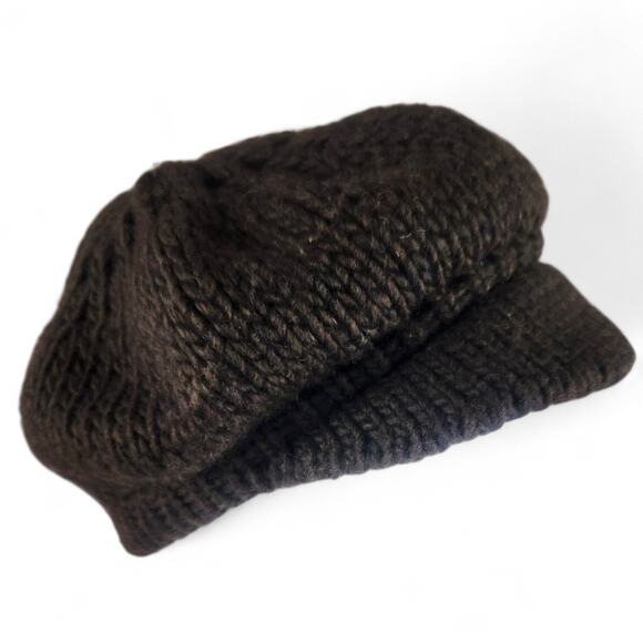 Halogen Accessories - Y2K Vtg Halogen Brown Knit Newsboy Hat Cap Made In Italy Twee 2000s Preppy Wool
